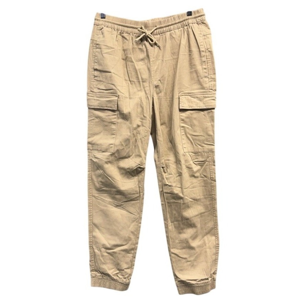 NWT Hunter & Brown Mens Khaki Jogger Pants Large Elastic Waist Cotton Twill HB6